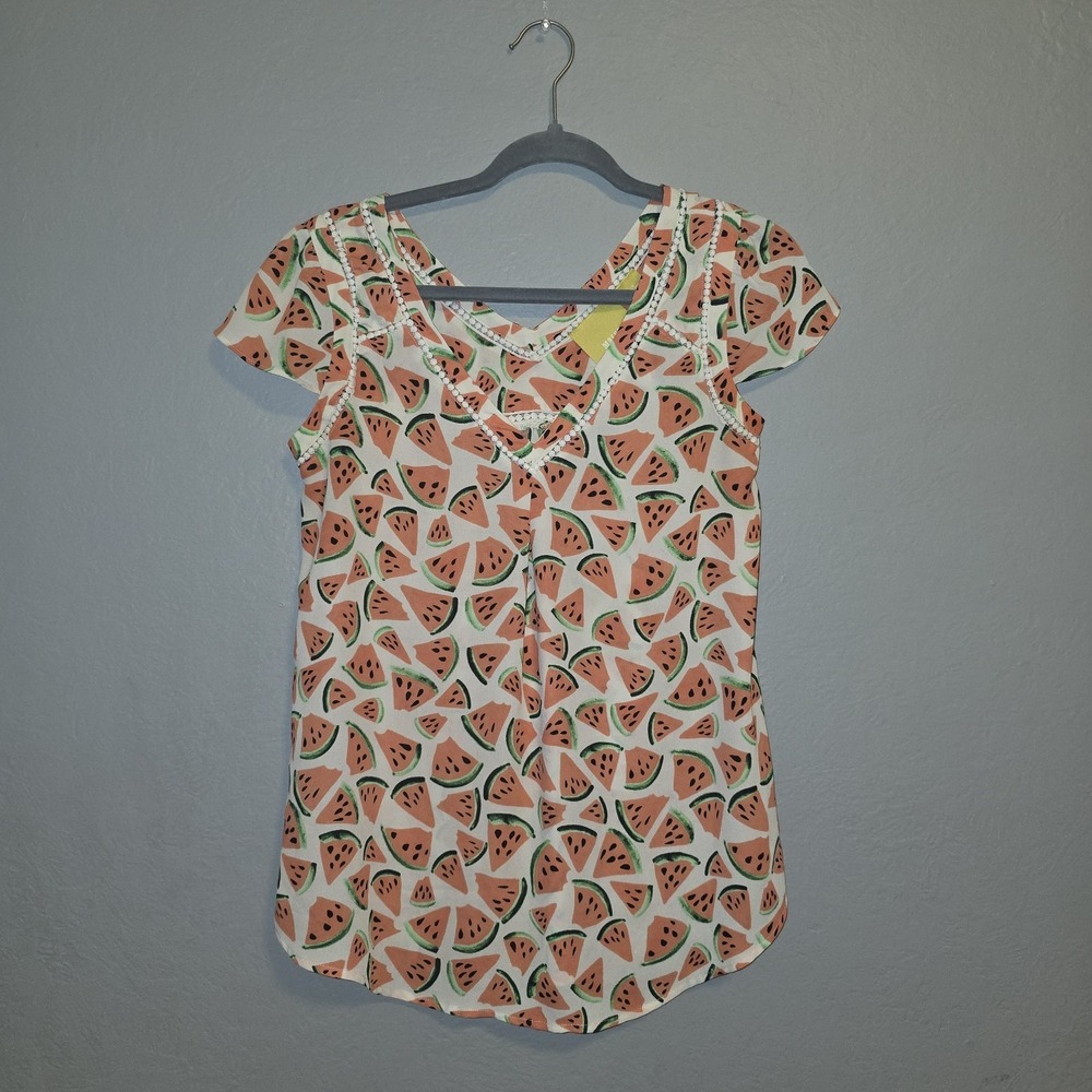 Maeve Anthropologie Picnic Days Watermelon Blouse Resort Summer Vacation Sz 0